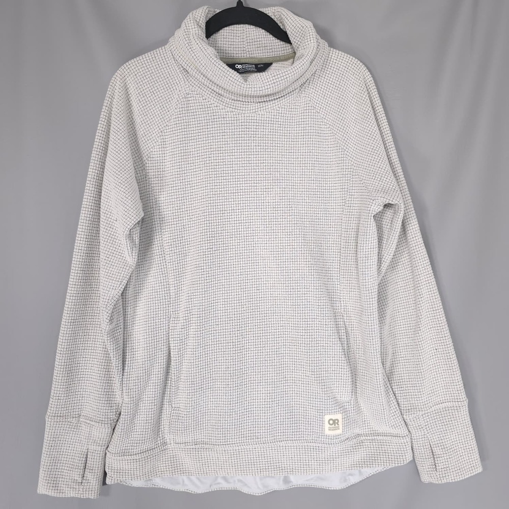 OUTDOOR RESEARCH Women's Pullover Waffle Knit MEDIUM White Grid Thermal Fleece - Picture 2 of 9